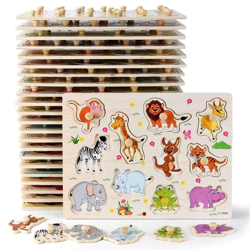 Wooden Puzzles Hand Grab Boards Toys