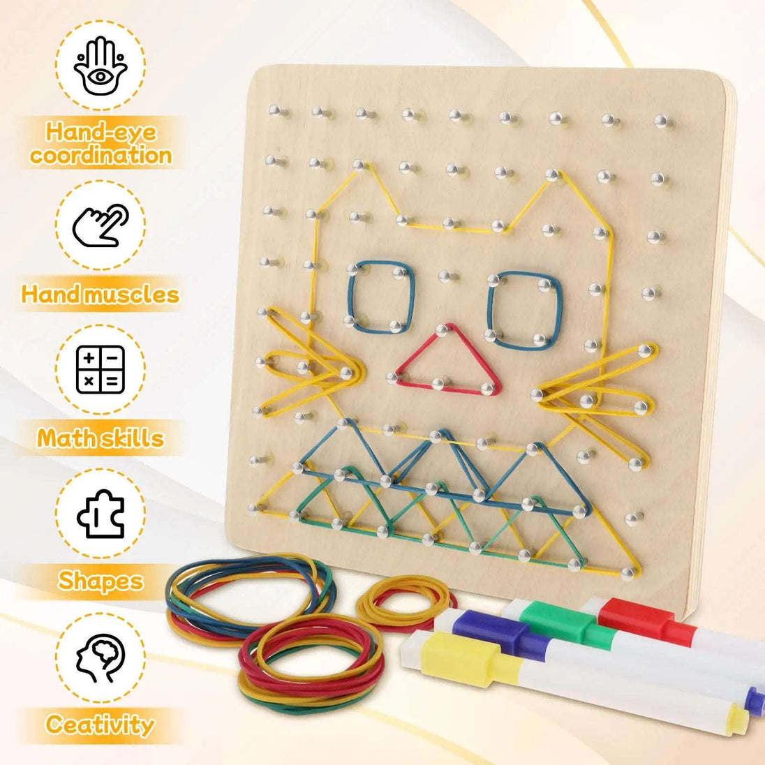 Wooden Block Geoboard Mathematical Brain Teaser